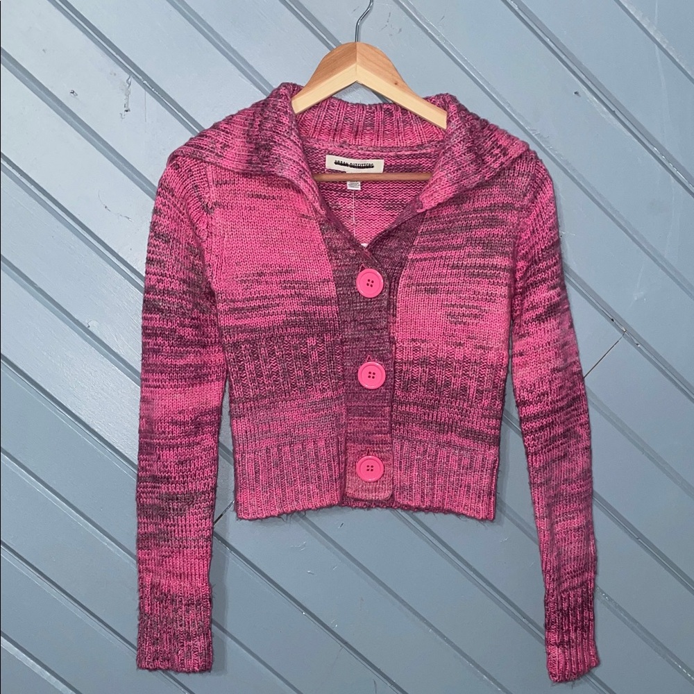Urban Outfitters Kennedy Cropped Pink Knit Cardigan